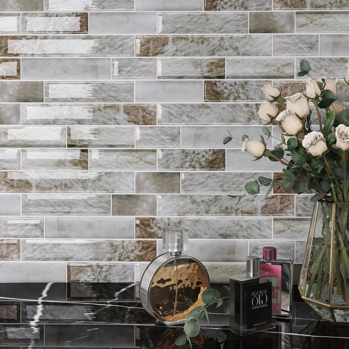 Symple Stuff Ashlie Beveled Glass Brick Joint Mosaic Wall Tile